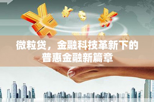 抚顺微粒贷，金融科技革新下的普惠金融新篇章