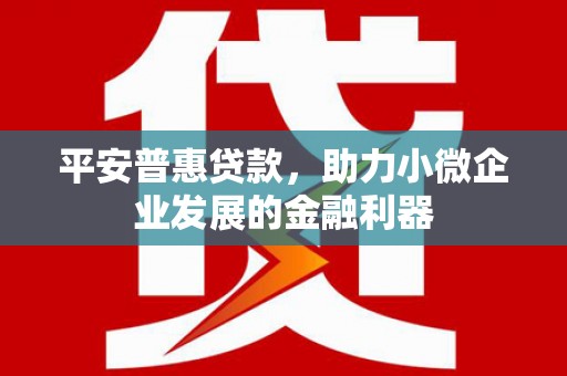 抚顺平安普惠贷款，助力小微企业发展的金融利器